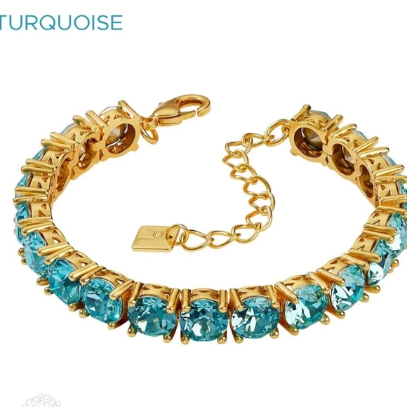 Turquoise Impression Gold & Blue Bracelet By Parklane Tennis Bracelet Style New - Picture 4 of 4